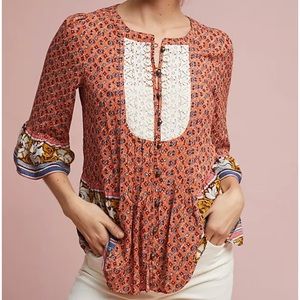Anthropologie Peasant Lace Boho Top